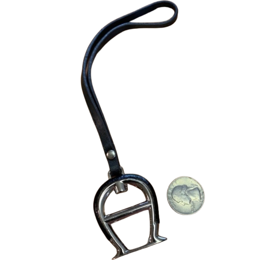 SOLD! ETIENNE AIGNER Silver/Black Signature Hang Tag Purse Charm (808) - Picture 2 of 9